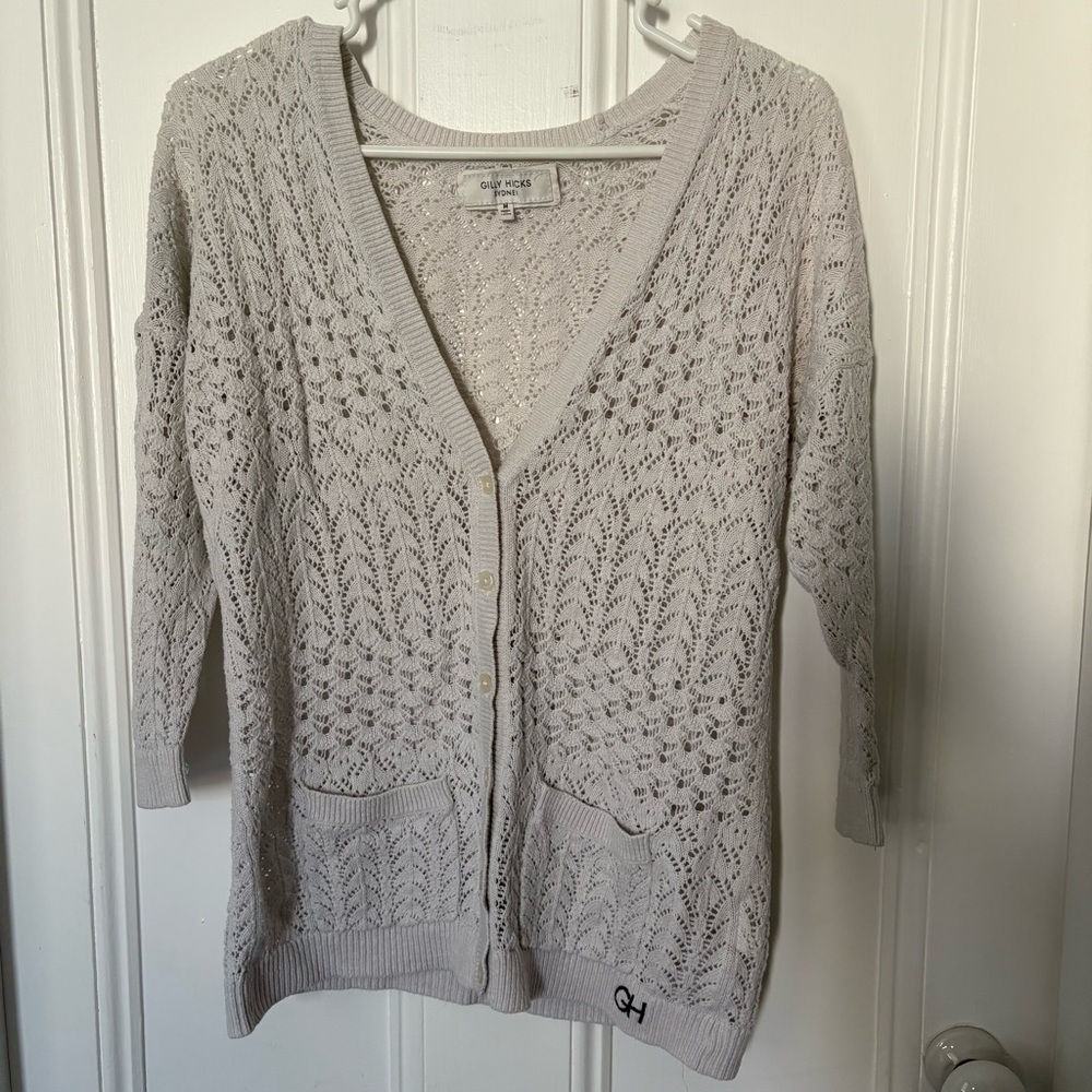 Gilly Hicks Cardigan Sweater with Open Knit Design - Picture 2 of 7